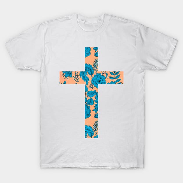 Floral Easter Cross Design T-Shirt by StylishTayla